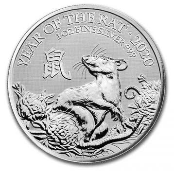 Lunar (UK)- Year of the Rat - 1 oz 2020, Verzenden, Losse munt, Zilver
