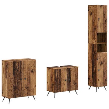 vidaXL 3-delige badkamerkast set BREDA Oud hout Bewerkt hout, Verzenden, Nieuw