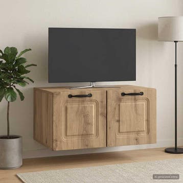 vidaXL Wandbeugel TV-kast 59,5 x 41 x 30 cm Artisanaal eiken, Minder dan 50 cm, Verzenden, Nieuw, Minder dan 100 cm