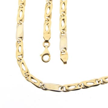 Bicolor gouden Figaro schakelketting, Ophalen of Verzenden, Gebruikt, Overige kleuren, Goud