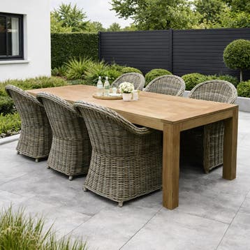Macau Krista dining tuinset 240x100xH77 cm 7 delig rotan, Tuin en Terras, Ophalen of Verzenden, Nieuw