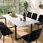 Nieuw Uitschuifbare Eettafel 140–180 cm – Marmerlook MDF Wit, Huis en Inrichting, Tafels | Eettafels, Verzenden, Nieuw, Rechthoekig
