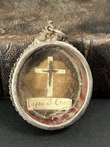 Reliekhouder - Zilver, Glas, Textiel - 1850-1900 - Heilige
