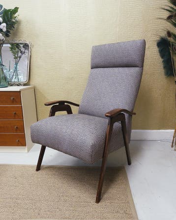 Midcentury heren fauteuil - Deens design, Huis en Inrichting, Fauteuils, Hout, Mid century, 75 tot 100 cm, Ophalen of Verzenden