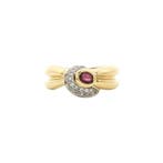 Gouden ring met robijn en diamant 18 kt, Ophalen of Verzenden, Nieuw
