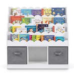 LIVSK Kinderboekenkast - 4 Planken - 3 Open Vakken - 2 Opkla, Boeken, Verzenden, Nieuw