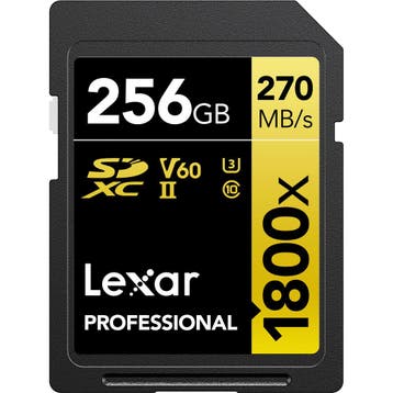 Lexar SDXC Professional 256GB 1800X UHS-II V60 Gold, Ophalen of Verzenden, Nieuw, Overige typen, Overige merken