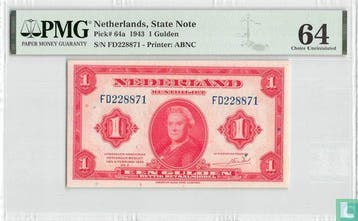 Muntbiljet 1 gulden Nederland (PL5.a) - 1943, Verzenden, Los biljet