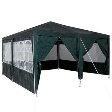 Partytent 4x4m Groen/Wit | Retourdeal 34% Korting, Tuin en Terras, Opvouwbaar, Partytent, Zo goed als nieuw, 4 tot 6 meter