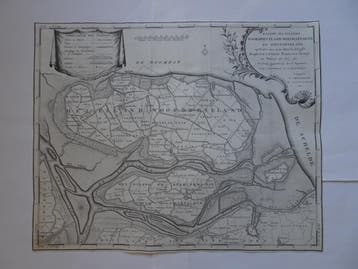 gravure kaart Noord beveland Wolphaartsdijk Hattinga, Tirion, Antiek en Kunst, Kunst | Etsen en Gravures, Verzenden, Cartografie