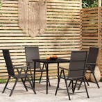 vidaXL 5-delige Tuinset zwart, 4 zitplaatsen, Verzenden, Nieuw, Rvs