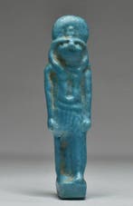 Oude Egypte, Nieuwe rijk Faience Amulet van God Ra - 41 mm, Antiek en Kunst