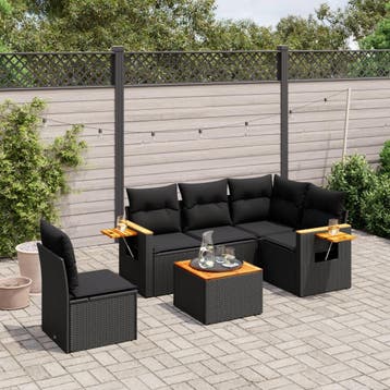 vidaXL Patio Sofa Set 6-zits Black, Verzenden, Nieuw