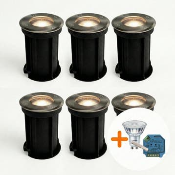 6-Stuks | SMART LED Grondspot GU10 rond | Rhodos | RVS, Nieuw, Ophalen of Verzenden, Netvoeding, Spots