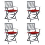 vidaXL Tuinstoelen 4 st inklapbaar met kussens massief, Verzenden, Nieuw, Hout