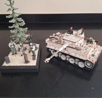 Tamiya - Diorama Tiger I & winterpatrouille diorama WWII, Nieuw