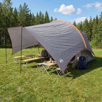 vidaXL Camping Tarp Waterbestendig Grijs en Oranje 550 x 400, Verzenden, Nieuw, Tot en met 2