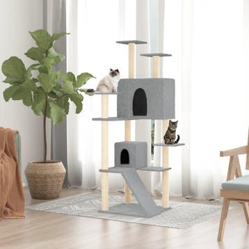 vidaXL Kattenmeubel met sisal krabpalen 153 cm lichtgrijs, Verzenden, Nieuw
