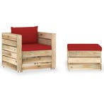 vidaXL 2-delige Loungeset met kussens groen geïmpregneerd, 2 zitplaatsen, Verzenden, Nieuw, Loungeset