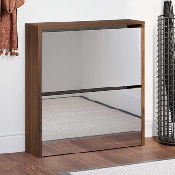 vidaXL Schoenenkast met spiegel 2-laags 63x17x67 cm, Verzenden, Nieuw