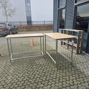 Zeer nette hoge RVS werktafel met trespa blad 140x70 cm hoog, Ophalen of Verzenden, Nieuw