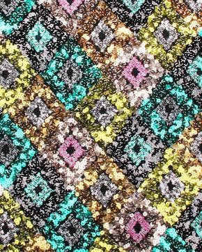 Paillettenstof Ruit Multicolor, Nieuw, Overige kleuren