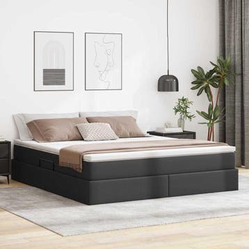 vidaXL Opslag bed met matras met matras Zwart 180 x 200 cm, Verzenden, Nieuw, Zwart, Overige materialen