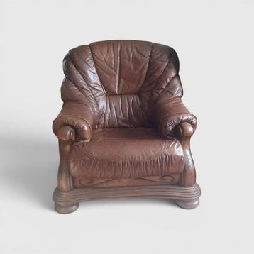 Fauteuil (3) - Leder, Hout