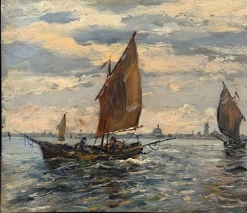 Giuseppe Miti Zanetti (1859-1929), Attr. - Venezia, Antiek en Kunst