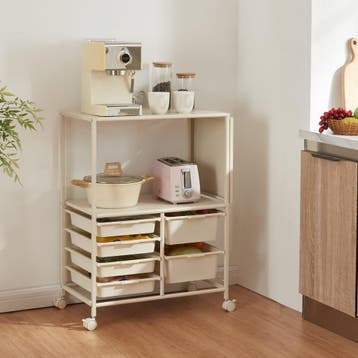 [en.casa] Keukentrolley Sørfold 100x37x85 cm wit, Verzenden
