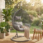 Schommelstoel Grijs | Incl. Standaard | Binnen Buiten | A..., Tuin en Terras, Ophalen of Verzenden, Nieuw, Metaal, Inklapbaar