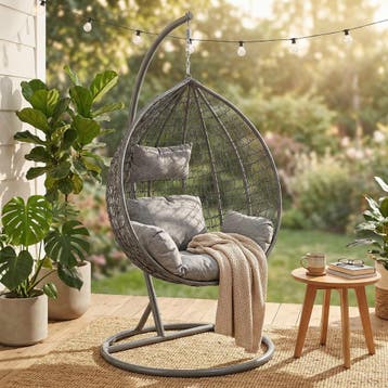 Schommelstoel Grijs | Incl. Standaard | Binnen Buiten | A..., Tuin en Terras, Tuinstoelen, Ophalen of Verzenden, Nieuw, Metaal