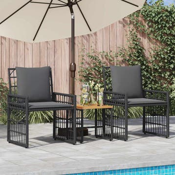 vidaXL Buitenmeubelset 3 st Zwart en Donkergrijs Staal en, Tuin en Terras, Verzenden, Nieuw, 3 zitplaatsen