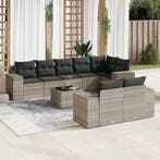 vidaXL 9-delige Loungeset met kussens poly rattan lichtgrijs, Verzenden, Nieuw, Loungeset