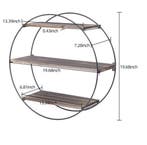 Ronde Wandplank 3 Lagen – Hout en Metaal Zwevend Wandrek, Verzenden, Nieuw