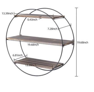 Ronde Wandplank 3 Lagen – Hout en Metaal Zwevend Wandrek, Verzenden, Nieuw