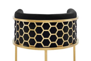 Barkruk ELEGANCE, fluweelzwart met goudkleurig, Ophalen of Verzenden, Nieuw
