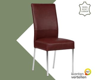 Leren eetkamerstoel Real - Granada Rouge (rood) - Poten, Huis en Inrichting, Stoelen, Nieuw, Ophalen of Verzenden, Eén, Rood