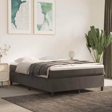 vidaXL Boxspring met matras fluweel donkergrijs 140x190 cm, Verzenden, Nieuw, Tweepersoons, 140 cm