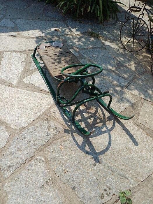 Pezzo unico fatto da un fabbro - Speelgoed voertuig Slitta, Antiek en Kunst, Antiek | Speelgoed