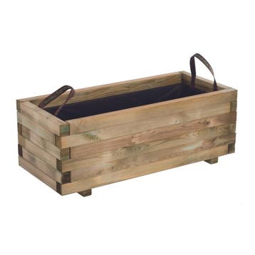 Plantenbak met Handgrepen en Worteldoek Grenen 90 x 40 cm, Tuin en Terras, Bloembakken en Plantenbakken, Verzenden, Nieuw, Rechthoekig