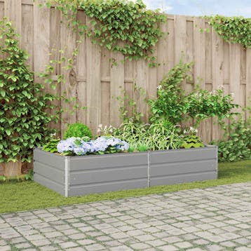vidaXL Plantenbak Lichtgrijs 195 x 100 x 45 cm, 100 cm of meer, Verzenden, Nieuw, Metaal