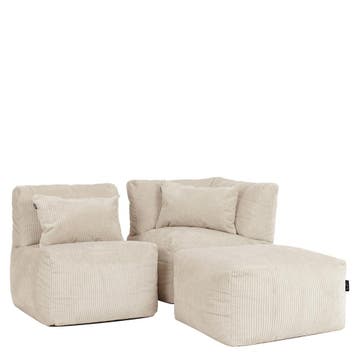 Noa Modulaire Zitzak Sofa Corduroy - 3-delig - Stone, Verzenden, Nieuw