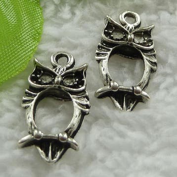 6 x Metalen bedeltje van een uil, antiek zilverkleur afm...., Ophalen of Verzenden, Nieuw, Bedel