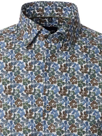 Blauw Gebloemd Venti Overhemd Kent Boord Modern Fit, Verzenden, Nieuw, Blauw