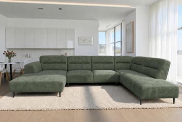 U-Bank Bloemendaal - u-banken - Groen, Nieuw, 150 cm of meer, Stof, 300 cm of meer