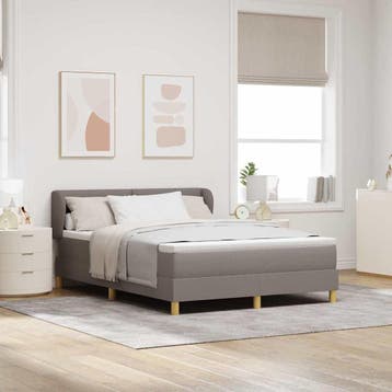 vidaXL Boxspringbed met hoofdeinde Taupe 140 x 190 cm Stof, Huis en Inrichting, Slaapkamer | Bedden, Verzenden, Nieuw, Stof