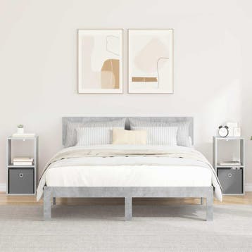 vidaXL Nachtkastje 2 pcs Beton Grijs 30,5 x 27 x 59,5 cm, Minder dan 45 cm, Verzenden, Nieuw, 55 tot 70 cm