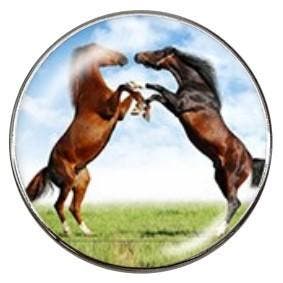 Fako Bijoux - Click Button - Glas - Paarden - Bruin, Verzenden, Nieuw