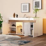 Wit Dressoir met LED en App-Control– Opbergkast 140×40×70 cm, Verzenden, Nieuw